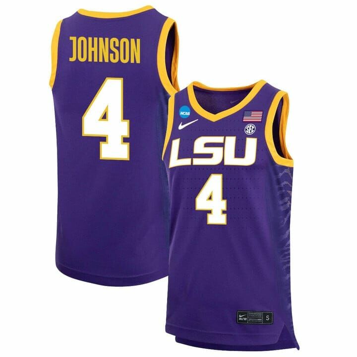 Mens LSU Tigers #4 Flau'jae Johnson Purple Basketball Game Jersey 