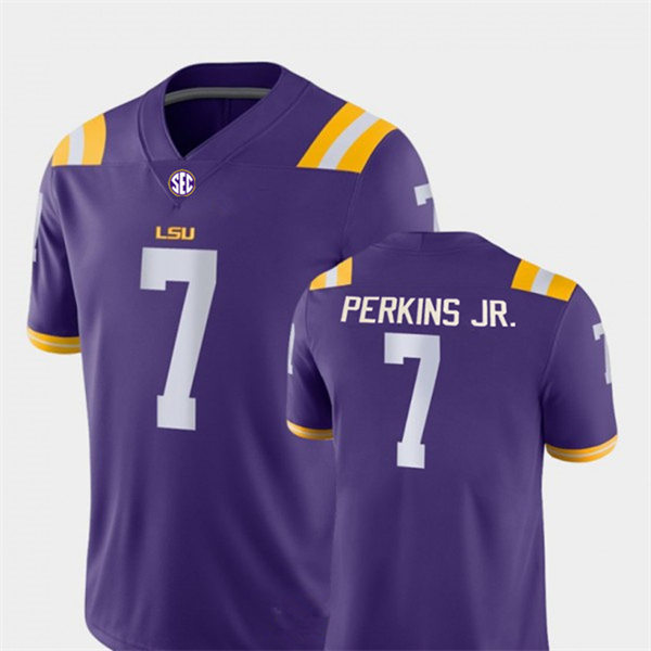 Mens LSU Tigers#7 Harold Perkins Jr. 2024 F.U.S.E. Limited Purple College Football Game Jersey 