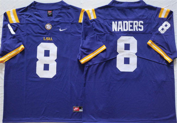 Mens LSU Tigers#8 Malik Nabers Purple College Football Game Jersey 