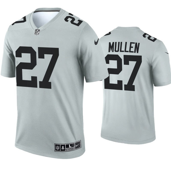 Mens Las Vegas Raiders #27 Trayvon Mullen Nike Silver Inverted Legend Jerse