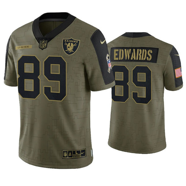 Mens Las Vegas Raiders #89 Bryan Edwards Nike Olive 2021 Salute To Service Limited Jersey