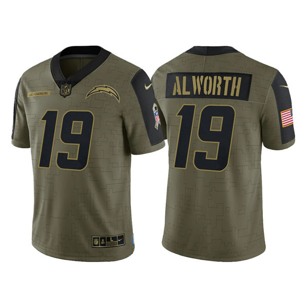 Mens Los Angeles Chargers Retired Player #19 Lance Alworth Nike Olive 2021 Salute To Service Limited