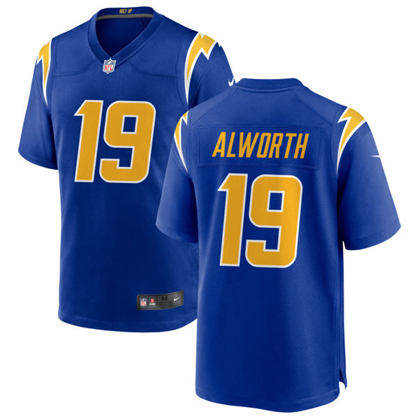 Mens Los Angeles Chargers Retired Player #19 Lance Alworth Nike Royal Gold 2nd Alternate Vapor Limited