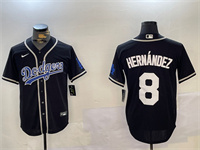 Mens Los Angeles Dodgers #8 Enrique Hern??ndez Black Cool Base Stitched Baseball Jersey