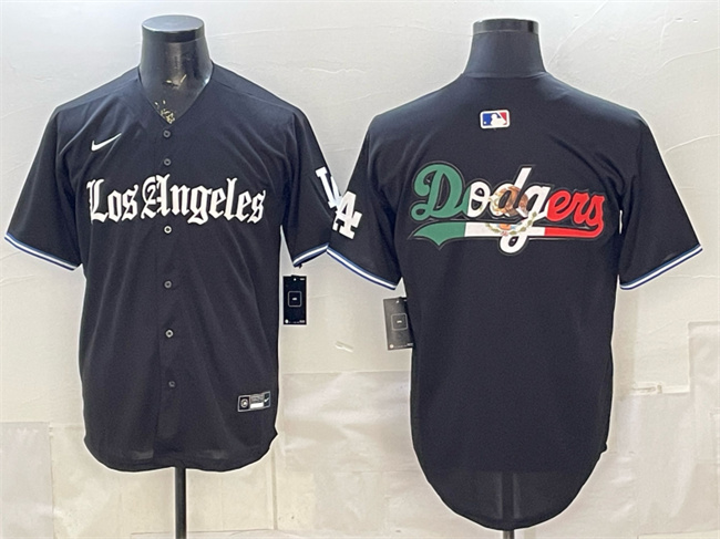 Mens Los Angeles Dodgers Team Big Logo Black 'Gothic Edition' Vapor Premier Limited Stitched Baseball Jersey