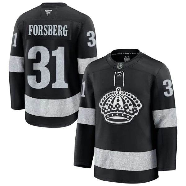 Mens Los Angeles Kings #31 Anton Forsberg Fanatics Black Alternate Premium Player Jersey 