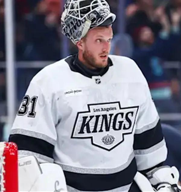 Mens Los Angeles Kings #31 Anton Forsberg Fanatics White Away Premium Player Jersey 