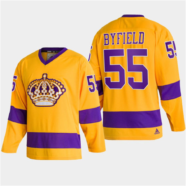 Mens Los Angeles Kings #55 Quinton Byfield adidas Gold Team Classics Jersey 