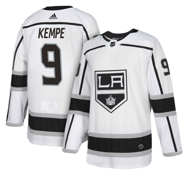 Mens Los Angeles Kings #9 Adrian Kempe adidas White Away Premier Player Jersey 