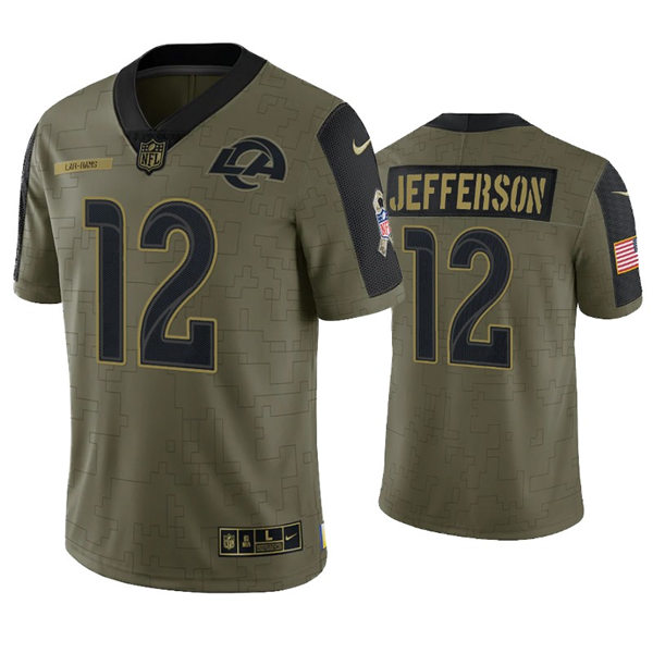 Mens Los Angeles Rams #12 Van Jefferson Nike Olive 2021 Salute To Service Limited Jersey