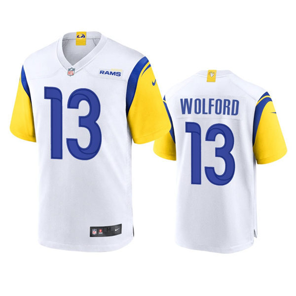 Mens Los Angeles Rams #13 John Wolford Nike 2021 White Modern Throwback Vapor Limited Jersey