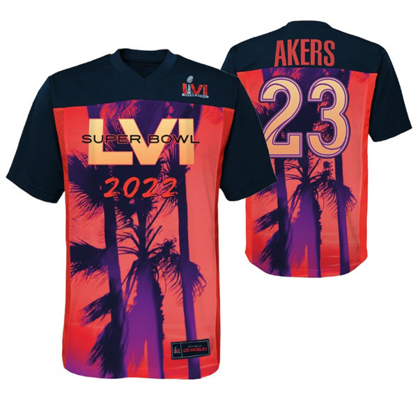 Mens Los Angeles Rams #23 Cam Akers 2022 LVI Super Bowl Red Black Game Jersey
