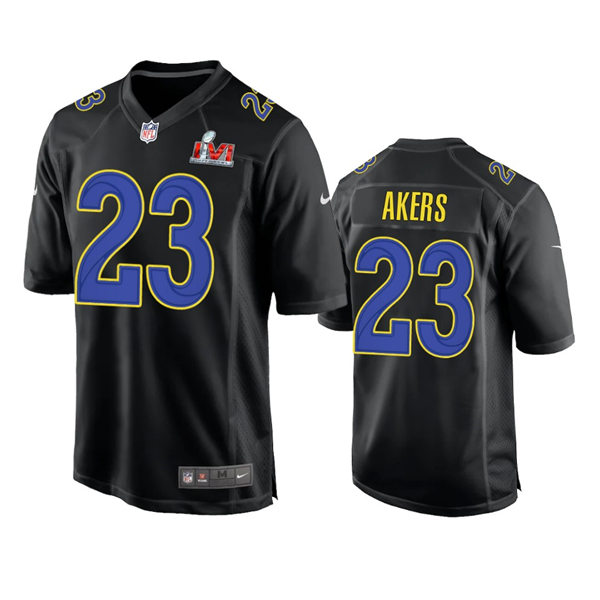 Mens Los Angeles Rams #23 Cam Akers Nike Black Super Bowl LVI Bound Game Fashion Jersey