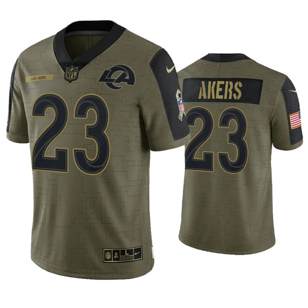 Mens Los Angeles Rams #23 Cam Akers Nike Olive 2021 Salute To Service Limited Jersey