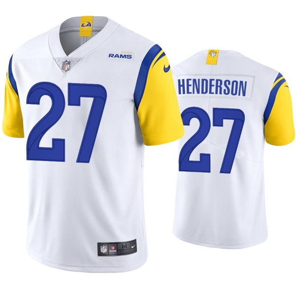 Mens Los Angeles Rams #27 Darrell Henderson Nike 2021 White Modern Throwback Vapor Limited Jersey