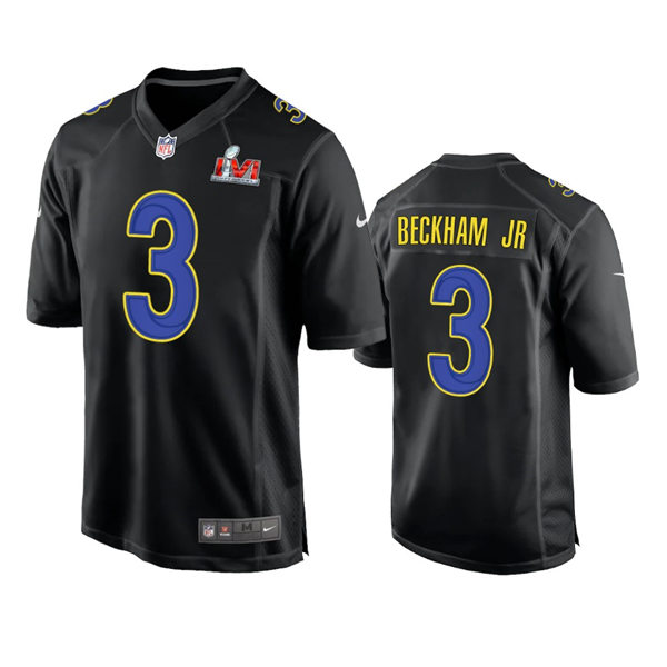 Mens Los Angeles Rams #3 Odell Beckham Jr. Nike Black Super Bowl LVI Bound Game Fashion Jersey