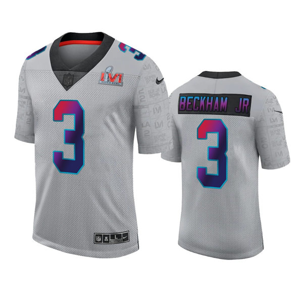 Mens Los Angeles Rams #3 Odell Beckham Jr. Nike Gray Super Bowl LVI Limited Jersey