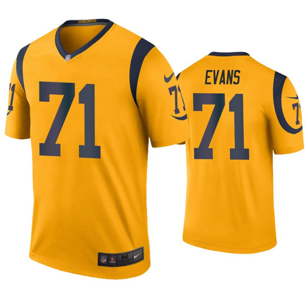 Mens Los Angeles Rams #71 Bobby Evans Nike Gold Color Rush Limited Jersey