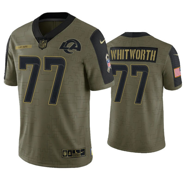 Mens Los Angeles Rams #77 Andrew Whitworth Nike Olive 2021 Salute To Service Limited Jersey
