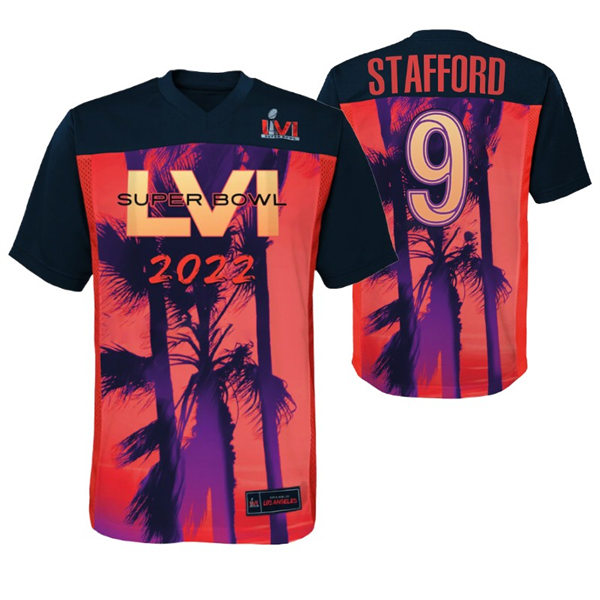 Mens Los Angeles Rams #9 Matthew Stafford 2022 LVI Super Bowl Red Black Game Jersey