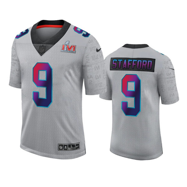 Mens Los Angeles Rams #9 Matthew Stafford Nike Gray Super Bowl LVI Limited Jersey