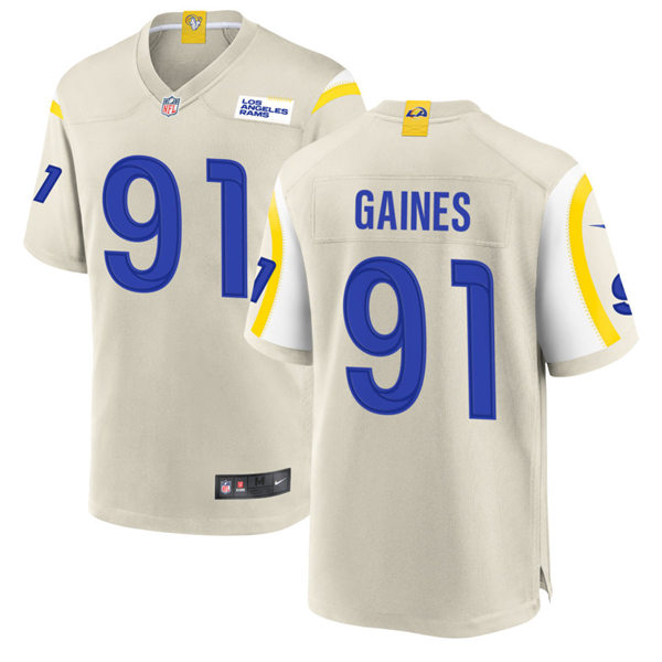 Mens Los Angeles Rams #91 Greg Gaines Nike Bone Vapor Untouchable Limited Jersey