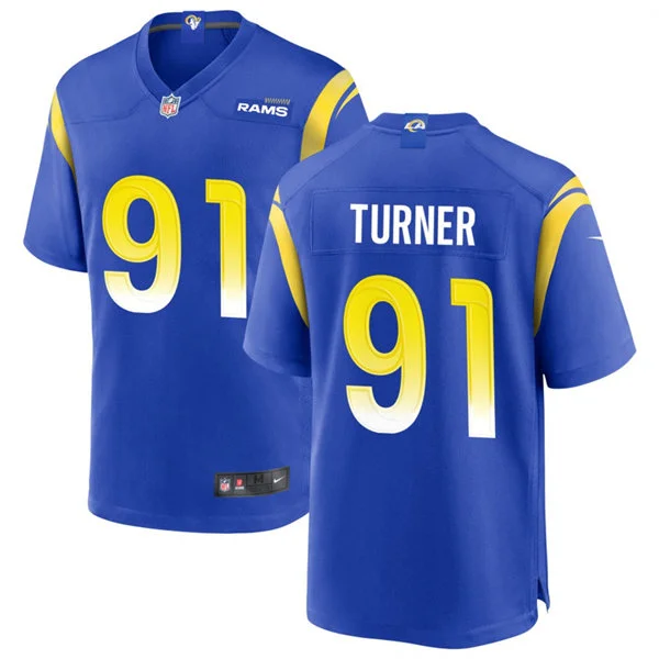 Mens Los Angeles Rams #91 Kobie Turner Nike Royal Vapor Vapor F.U.S.E. Limited Jersey 