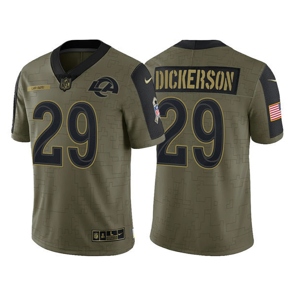 Mens Los Angeles Rams Retired Player #29 Eric Dickerson Nike Olive 2021 Salute To Service Limited