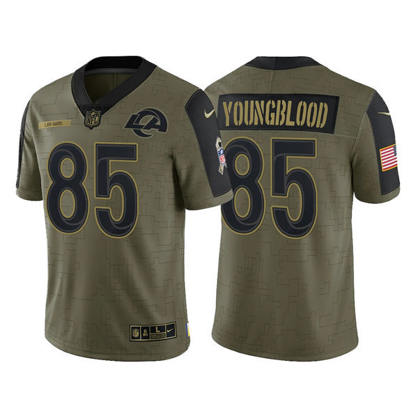 Mens Los Angeles Rams Retired Player #85 Jack Youngblood Nike Olive 2021 Salute To Service Limited