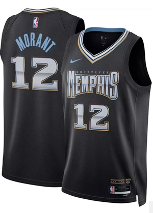 Mens Memphis Grizzlies #12 Ja Morant Black 2022-23 City Edition Swingman Jersey