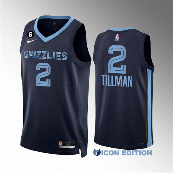 Mens Memphis Grizzlies #2 Xavier Tillman Navy 2022-23 Icon Edition Jersey