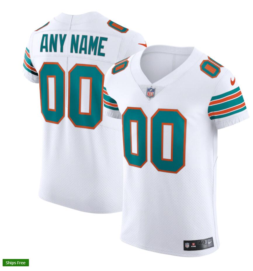 Mens Miami Dolphins Custom Raekwon Davis Salvon Ahmed Larry Csonka Bob Griese Dan Marino Nike White Retro Alternate Vapor Elite Jersey