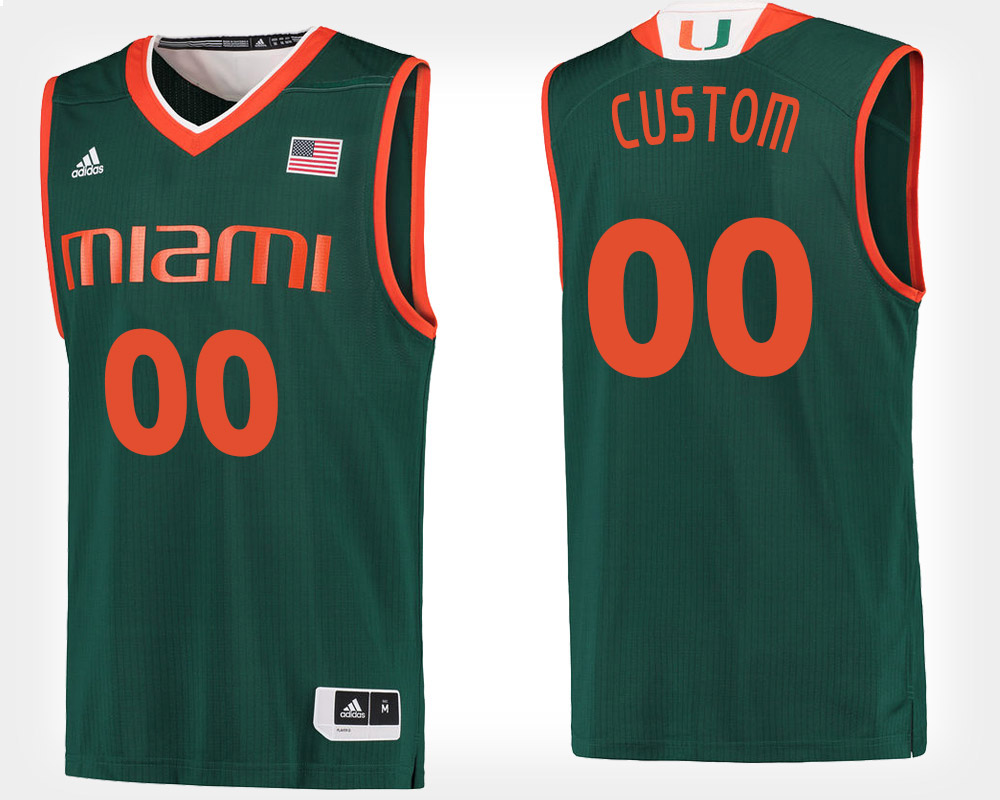 Mens Miami Hurricanes Custom Chris Lykes Isaiah Wong Elijah Olaniyi Earl Timberlake Willie Herenton Adidas 2015 Green 