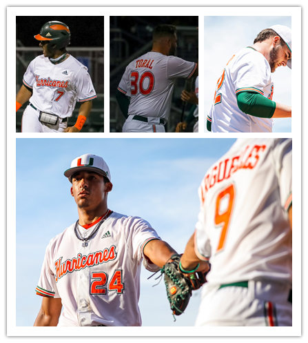 Mens Miami Hurricanes Custom Daniel Federman Luis Tuero Austin Pollak Anthony Vilar Adidas 2021 White Hurricanes Baseball 