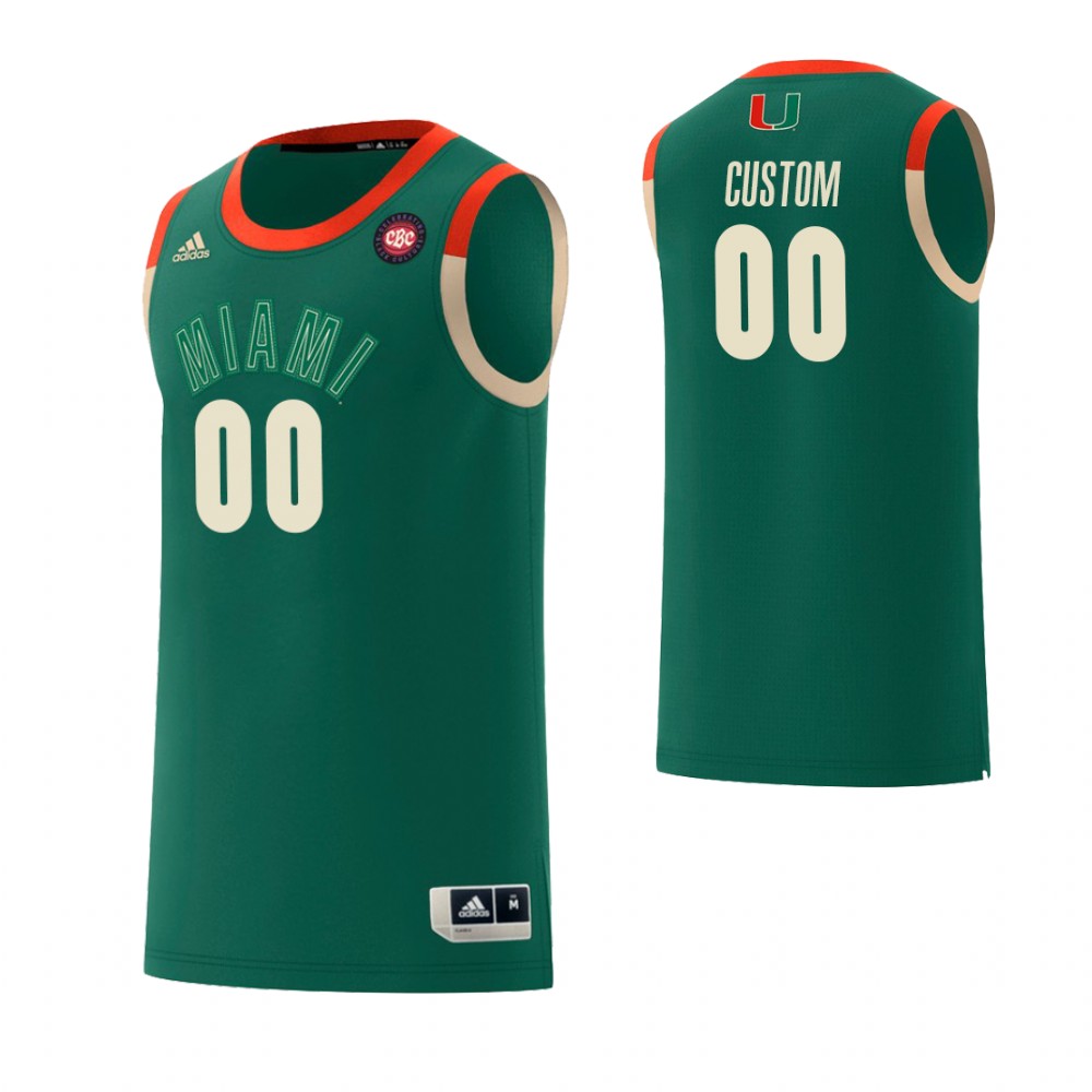 Mens Miami Hurricanes Custom Isaiah Wong Elijah Olaniyi Earl Timberlake Willie Herenton Adidas Green Renaissance Limited 