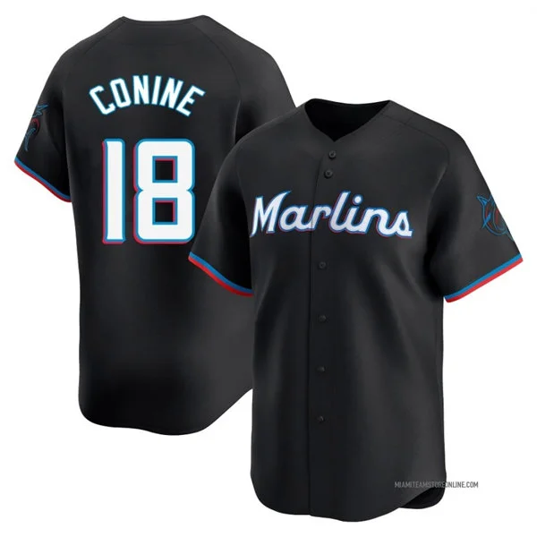 Mens Miami Marlins #18 Griffin Conine Nike Black Alternate Limited Jersey 