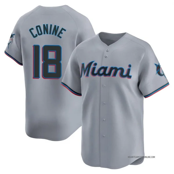 Mens Miami Marlins #18 Griffin Conine Nike Gray Road Limited Jersey 