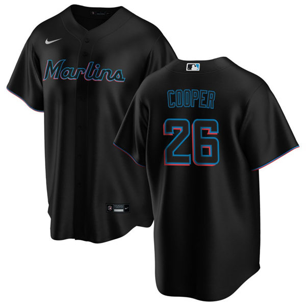 Mens Miami Marlins #26 Garrett Cooper Nike Black Alternate Replica Jersey