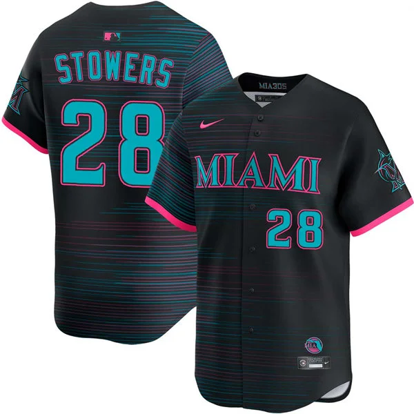 Mens Miami Marlins #28 Kyle Stowers Nike Black City Connect 2.0 Jersey 