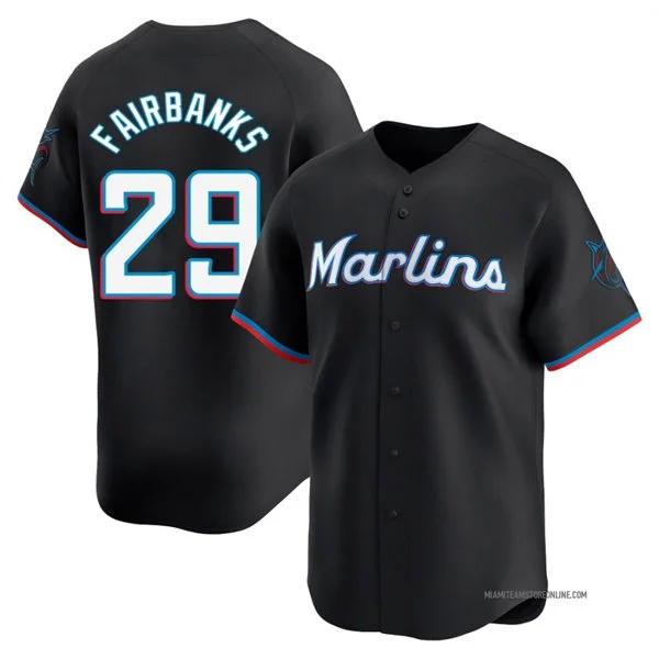 Mens Miami Marlins #29 Pete Fairbanks Nike Black Alternate Limited Jersey 