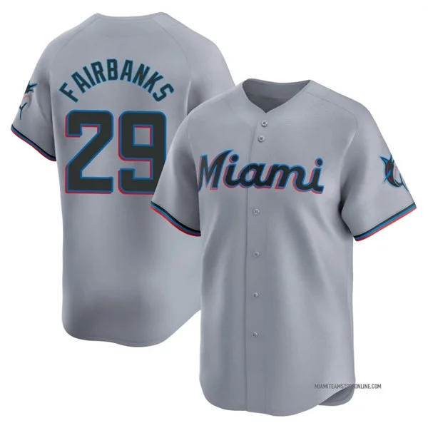 Mens Miami Marlins #29 Pete Fairbanks Nike Gray Road Limited Jersey 