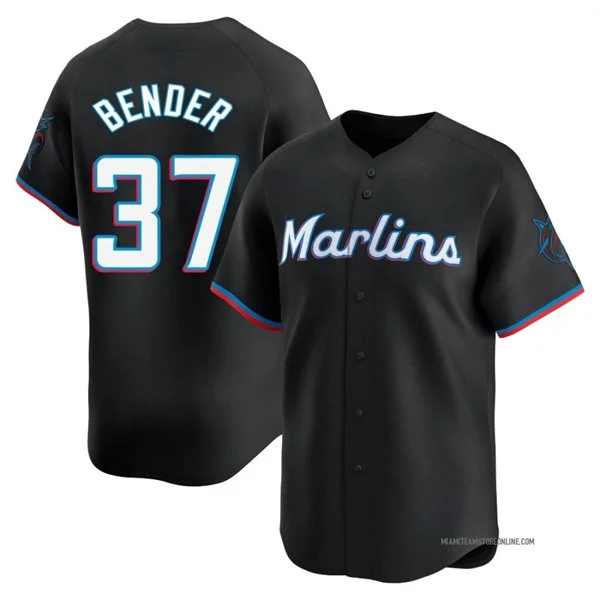 Mens Miami Marlins #37 Anthony Bender Nike Black Alternate LimitedJersey 