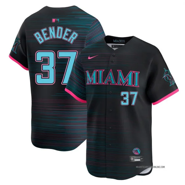 Mens Miami Marlins #37 Anthony Bender Nike Black City Connect 2.0 Jersey 
