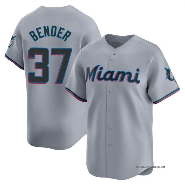 Mens Miami Marlins #37 Anthony Bender Nike Gray Road Limited Jersey 