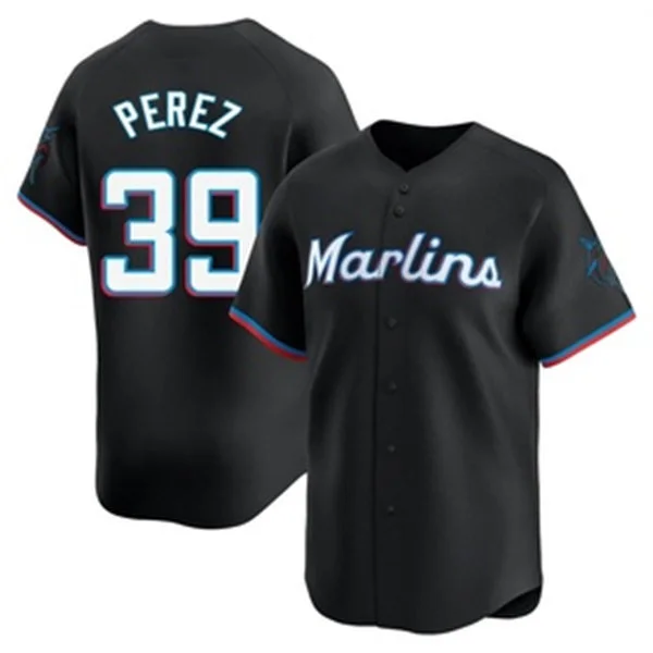 Mens Miami Marlins #39 Eury Perez Nike Black Alternate Limited Jersey 
