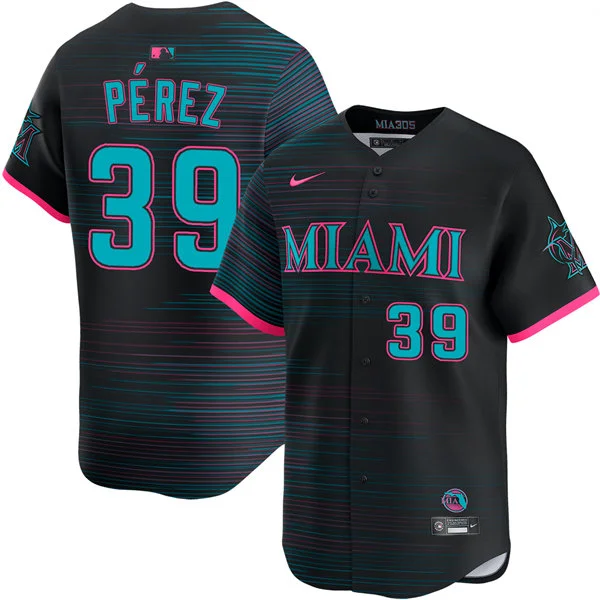Mens Miami Marlins #39 Eury Perez Nike Black City Connect 2.0 Jersey 