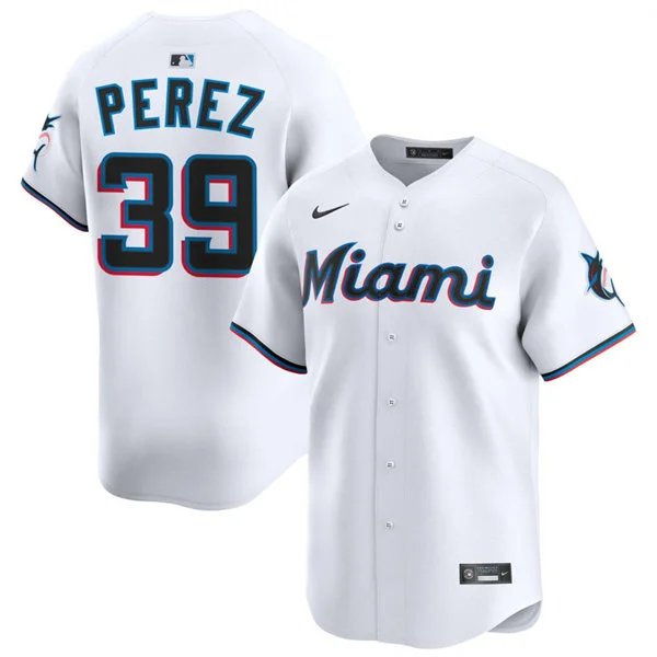 Mens Miami Marlins #39 Eury Perez Nike White Home Limited Jersey 