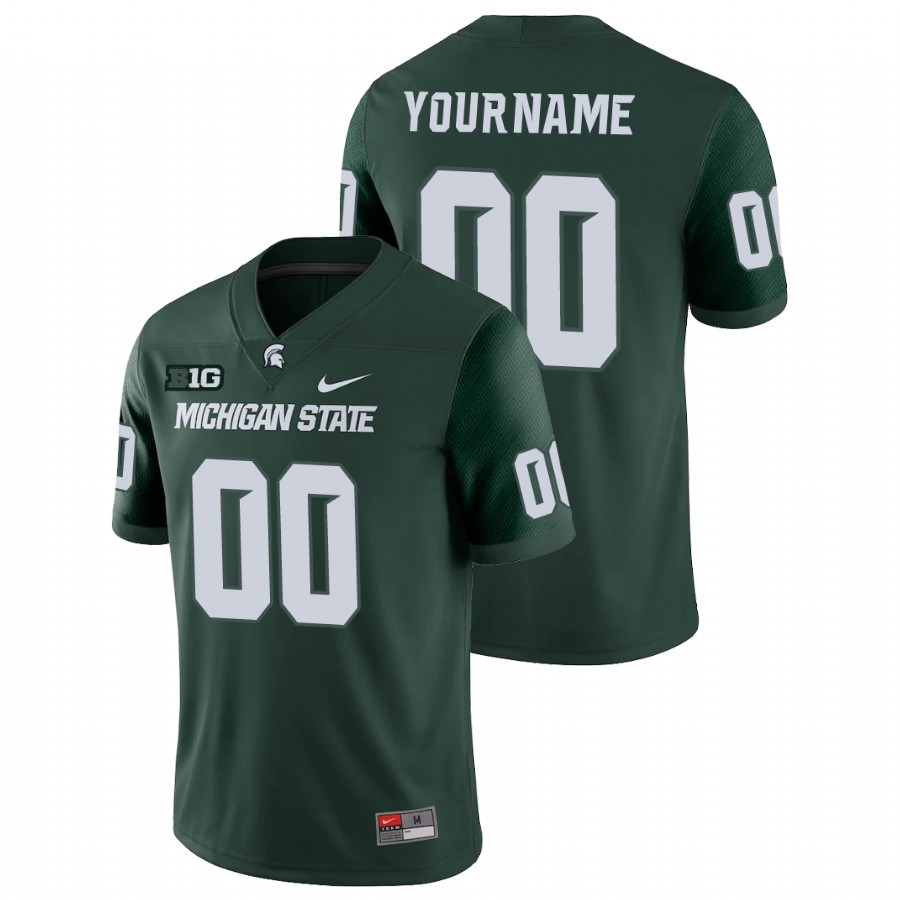 Mens Michigan State Spartans Custom Nike Green College Game Football Jersey