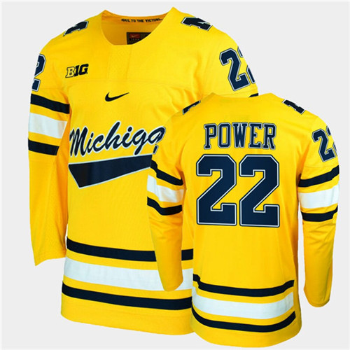 Mens Michigan Wolverines #22 Owen Power Stitched Nike Gold Hockey Jerseys