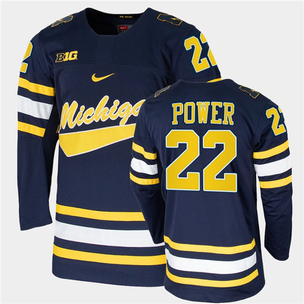 Mens Michigan Wolverines #22 Owen Power Stitched Nike Navy Hockey Jerseys